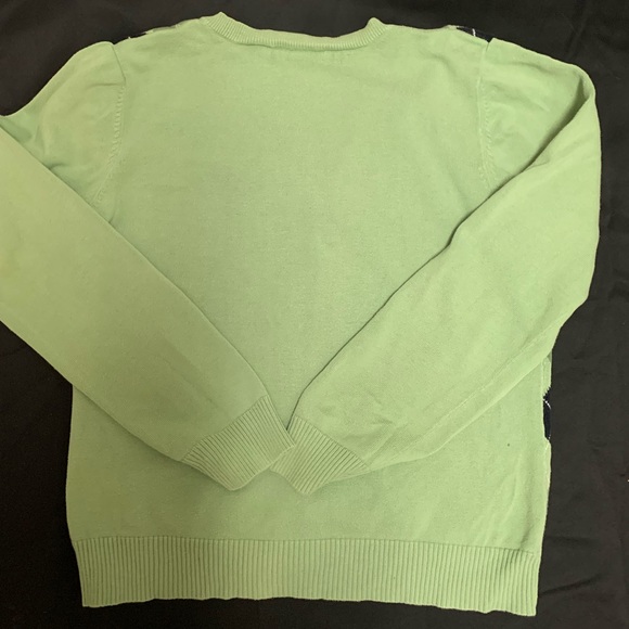 Liz & Co. Green and Black Argyle Cardigan Sweater Size Large - Picture 2 of 3